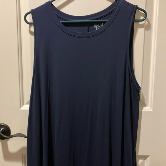 EUC Time & Tru XXL Navy Pull On Sleeveless Dress Navy Color 2 Pockets Stretchy - Picture 1 of 4